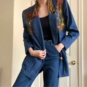 🌿Vintage 80s Jean Button-Up Blazer🌿